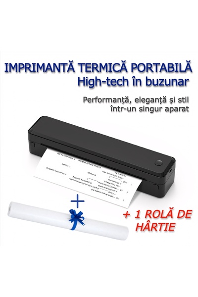 HYDER Imprimanta termica A4 + 1 Rola de hartie, Compatibil Android/iOS, Windo...