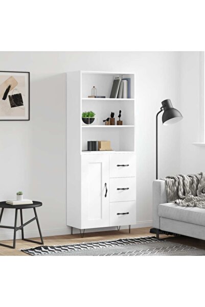Concept Dulap înalt, alb, 69,5x34x180 cm, lemn compozit