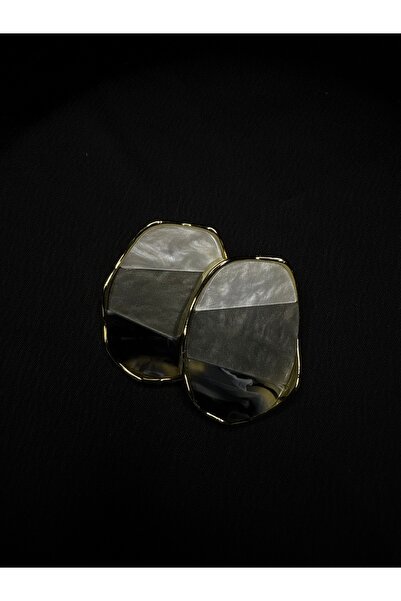 Çelik Gold Detaylı Geometrik Desen Küpe