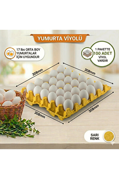 Güneş Viyol |100Adet| 30'lu Yumurta Viyolü – 17 LBS Naturel Renk Karton Yumur...