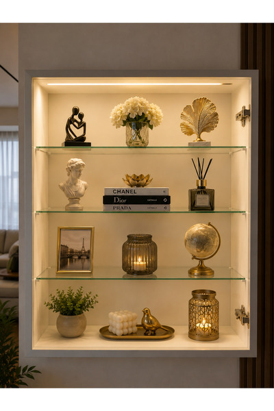 xhomedekor %100 MDF 70X60X25 ÇOK AMAÇLI DUVAR RAFI NEON LED GÜN İŞİNİ AYDINLA...