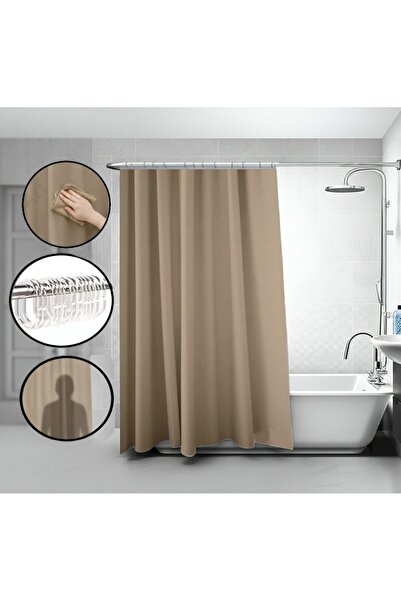 SyaMAG Perdea de dus cu 12 inele plastic incluse, 180x200 cm, taupe