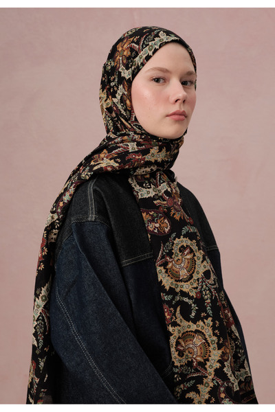 Freshscarfs Enya Desen Şal Siyah