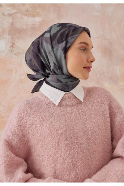 Freshscarfs Eșarfă din bumbac și mătase cu model Noa, albastru marin