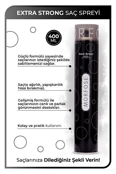 Morfose Siyah Ekstra Sert Saç Spreyi 400 ml 8698655380053