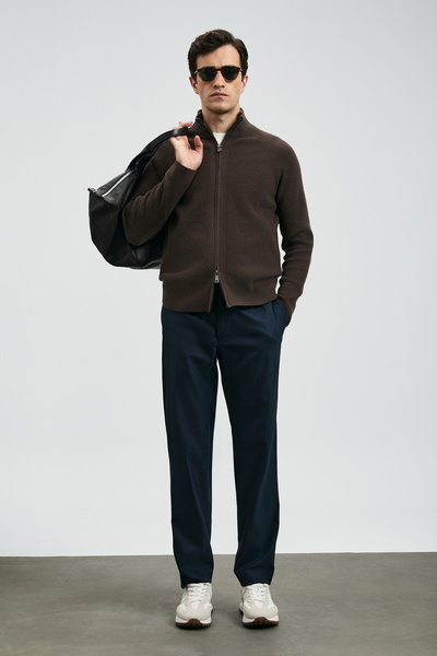Lufian Pantaloni chino Amber Smart pentru bărbați, slim fit, bleumarin