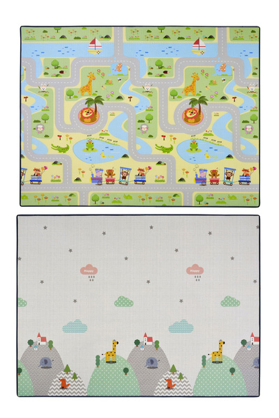 Coolmats 200x140x1.5 Cm Yeşil Parkur - Bulutlar Dağlar Rulo Oyun Matı