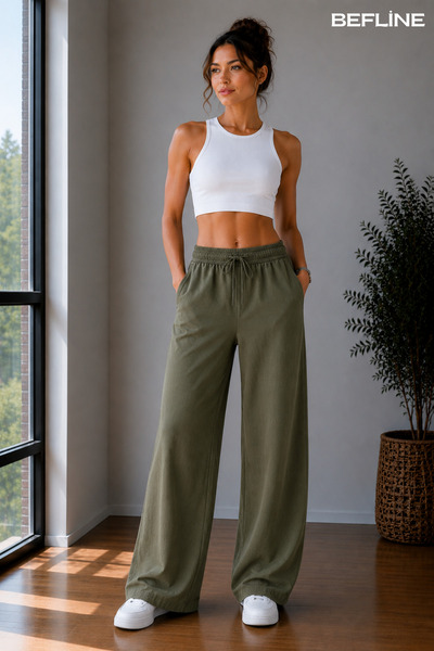 LAVİNİM Kadın Keten Oversize LooseFit Rahat Pantolon
