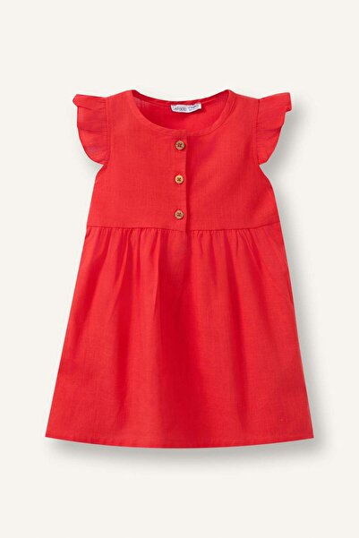 DeFacto Flamlı Poplin Elbise Kız Bebek Z7402A226SM