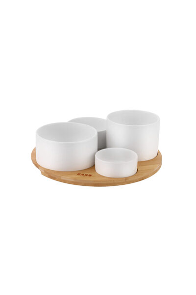 Zass Set of serving bowls on bamboo stand ZG-SB 02 White