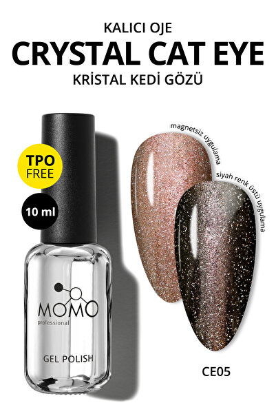 MOMO professional Kristal Kedi Gözü Kalıcı Oje CE05, Yarı Şeffaf, Kahverengi,...