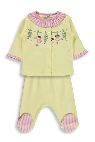 Civil Baby Fırfırlı Patikli 1-9 Ay Pijama Takımı - Sarı