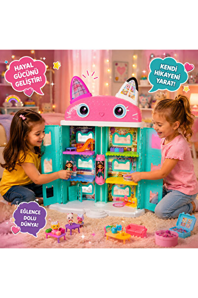 Ncbatölye Gabby’s Dollhouse Gabby’nin Muhteşem Oyuncak Evi 60 cm Kız Erkek Ço...