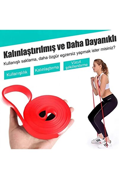 ORVİCA 15 KG Direnç Bandı Kas Geliştirme Lastiği Fitness Pilates Cross Training Bant Kırmızı - Orta Sert