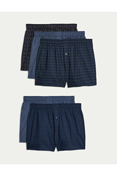 Marks & Spencer 5’li Saf Pamuk Desenli Dokuma Boxer