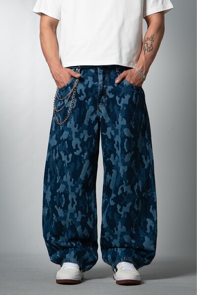 GRJ denim Liquid Block Ανδρικό Τζιν Παντελόνι με Φαρδιά Μπατζάκια και Πολύ Φα...