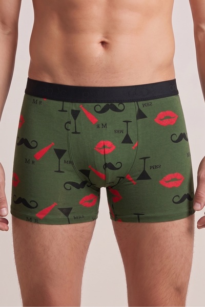 OBJE Men's Mustache Patterned Boxers