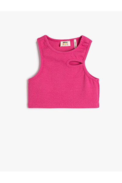 Koton Crop Tank Top με λεπτομέρεια παραθύρου βαμβακερή με ραβδώσεις