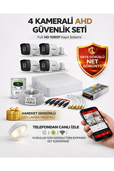 Hikvision Colorvu Gece-karanlıkta Renkli 4 Ahd Kameralı Güvenlik Kamera Seti ...