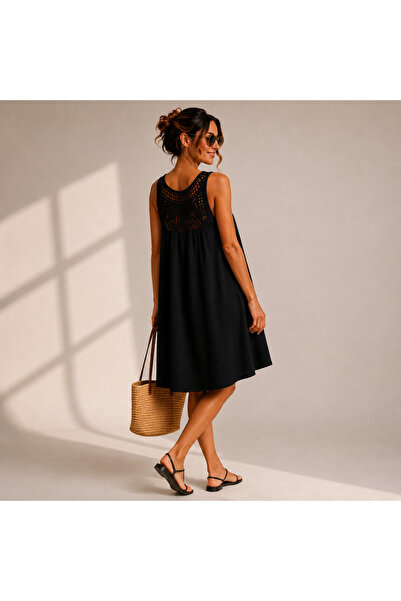 ASL WOMAN Women's Lace Detailed Sleeveless Loose Dress