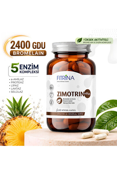 FITRİNA Zimotrin Plus Bromelain 2400 GDU ve Enzim Kompleksi 60 Bitkisel Kapsü...