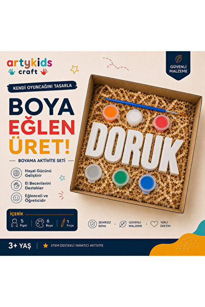 ArtyKids Craft Taş Tozu Boyama Kiti // Erkek İsmi // Aile - Çocuk Aktivitesi