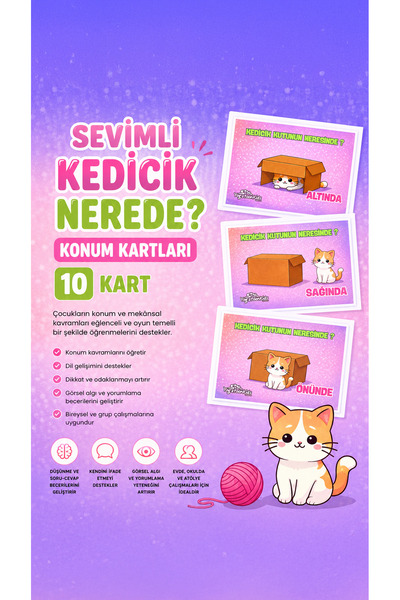 Yogatoon Kids World Çocuklar İçin Konum Kavramları Eğitim Kartları – Sevimli ...
