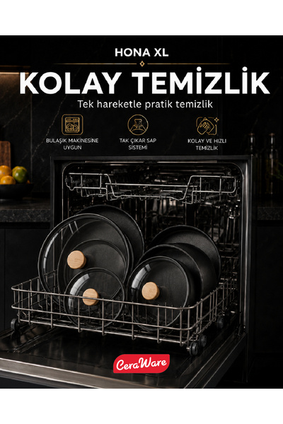 Ceraware Hona Made in Korea Seramik Tencere Tava Seti 14 Parça Sapı Çıkabilen İç İçe Geçen Mutfak Seti