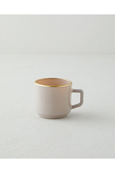 English Home Brownfall Cam Standlı ve 4’lü Kupa 180 ml Kahverengi-Gold