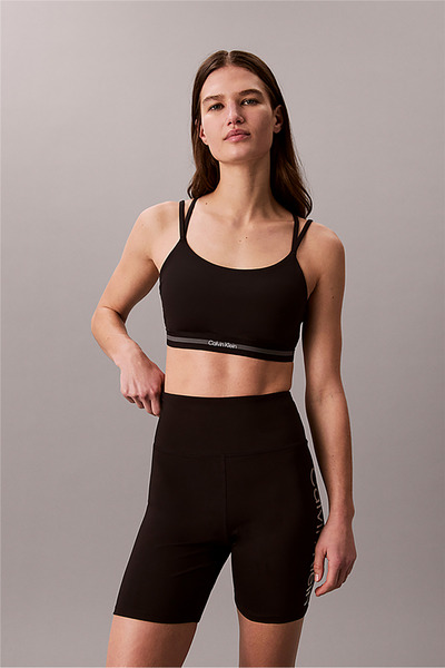 Calvin Klein Kadın Logo Detaylı Elastik Bel Bantlı İnce İp Askılı Siyah Sporc...