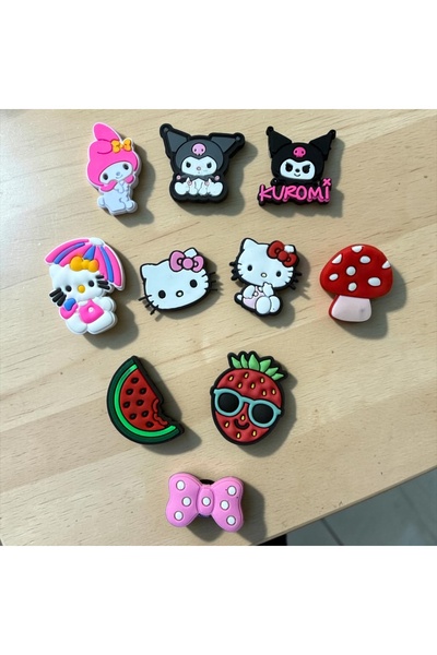 Buki'nin Atölyesi Terlik Süsü 10'Lu Set KUROMİ HELLO KİTTY MY MELODİ