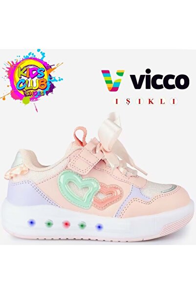 Vicco Tracy Işıklı Süs Bağcıklı Ortopedik Çocuk Spor Ayakkabı PUDRA