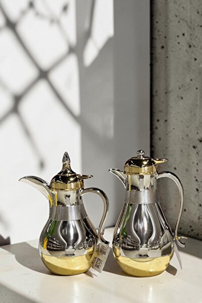 sahal aloula Trams Amlal Shahi & Coffee Set - Silver and Gold Luminous - 2 Pi...