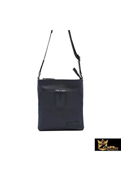 Zaim Kundura Unisex Navy Blue Genuine Leather Messenger Bag 792300721-1