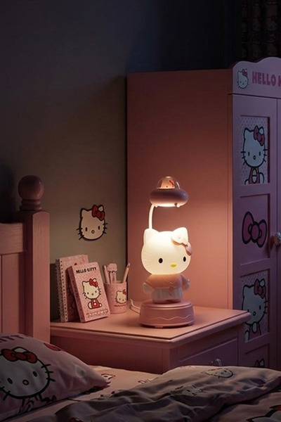 Küp Atölye Hello Kitty Şarjlı Masaüstü Gece Lambası Çocuk Odası Yatak başı Lamba
