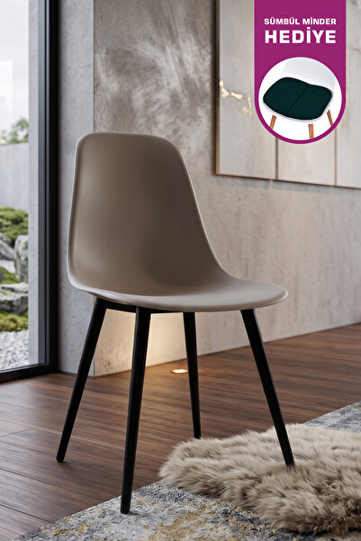 VİLİNZE Eames Siyah Ahşap Ayak Plastik Gri Sandalye