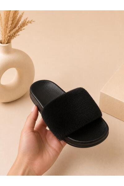 luvo shoes GÜNLÜK ORTOPEDİK KAYMAZ TABAN KÜRKLÜ KADIN EV TERLİĞİ GÜNLÜK KULLANIM