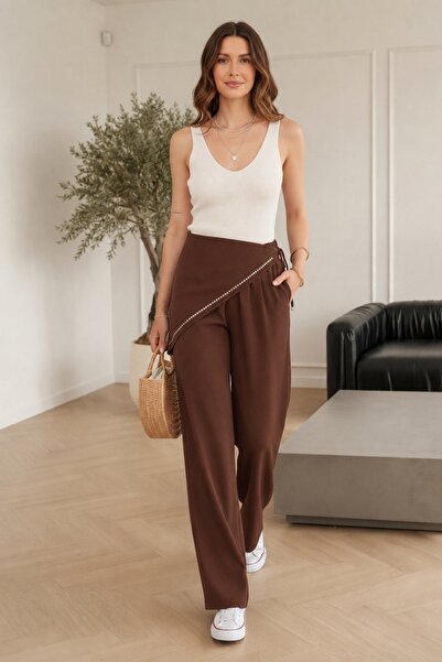 BELISTIL Elegantne pantalone sa detaljima suknje od šljokica