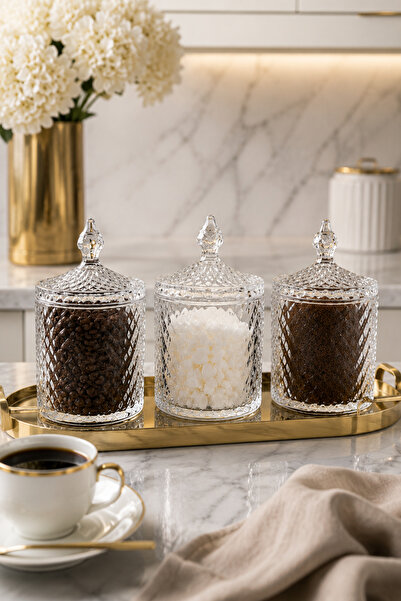 RASHA COLLECTION 3Lü Kristal Kavanoz