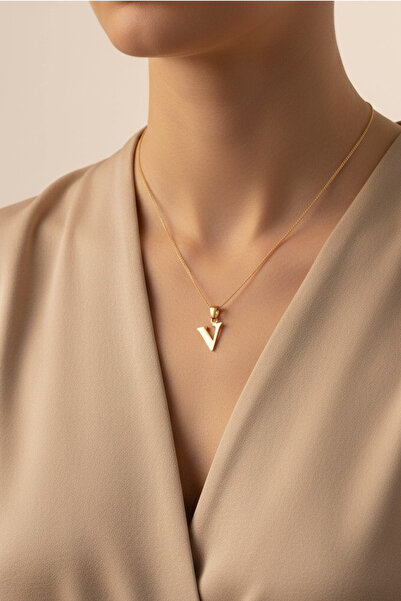 XUPING JEWELRY Style Pearl/Xuping Jewelry V Flat Letter Necklace