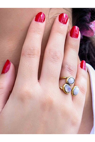 esha Natural Stone Moonstone Triple Natural Stone Antique Model Women's Adjus...