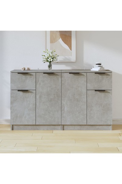 Concept Servante, 2 buc., gri beton, 60x30x70 cm, lemn prelucrat