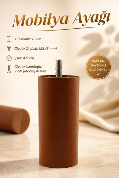 NZB Gizli Mobilya Kanepe Sehpa Tv Ünitesi Koltuk Orta Destek Ayağı 12 Cm Kahv...