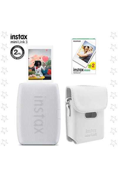 Fujifilm Instax Mini Link 3 Beyaz Akıllı Telefon Yazıcısı Beyaz Çanta ve 20'l...