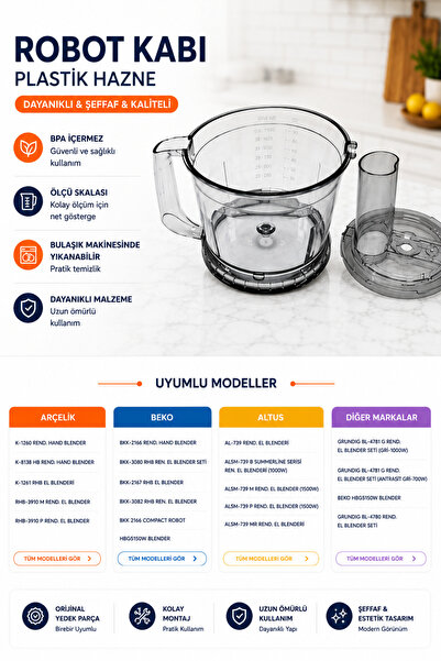 Arçelik K 1260 Rhb Blender Plastik Hazne Ve Kapak