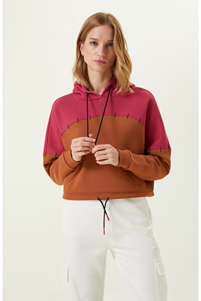 Network Kahverengi Pamuklu Crop Sweatshirt