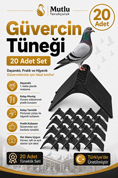 MUTLU TAVUKÇULUK Tünek Güvercin Bekar Tüneği 20 Adet Plastik Kuş Yuvalık Burs...
