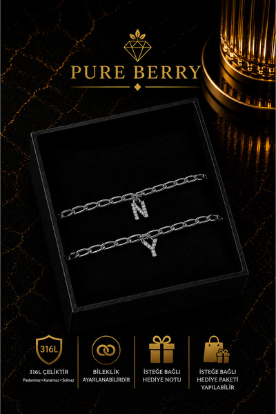 PURE BERRY ZİRKON TAŞLI BAŞ HARF SEVGİLİ ÇİFT ARKADAŞLIK DOSTLUK BİLEKLİĞİ GÜ...