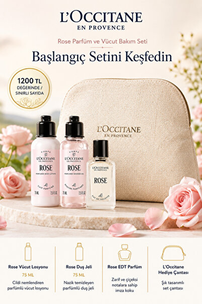 L'Occitane Rose Parfüm ve Vücut Bakım Seti, Özel Çantalı, 3'lü Set