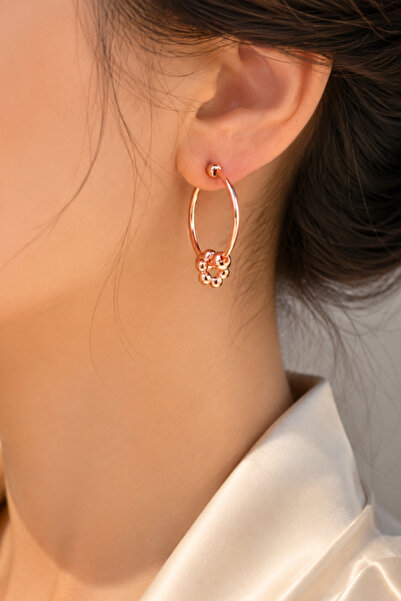 Argentum Concept 925 Ayar Gümüş Rose Toplu Halka Küpe - K040101